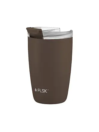 FLSK | Isolierbecher - Thermosbecher CUP Coffee to go-Becher 0,35l Edelstahl White | braun